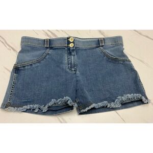 Freddy WR.UP Women Medium Wash Blue Shaping Denim Shorts Raw Hem Size Large